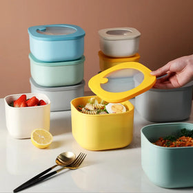 LIS HOME 4 Sizes Airtight Eco-Friendly Foldable Rectangle Food Storage Containers with Lid for Adults and Kids