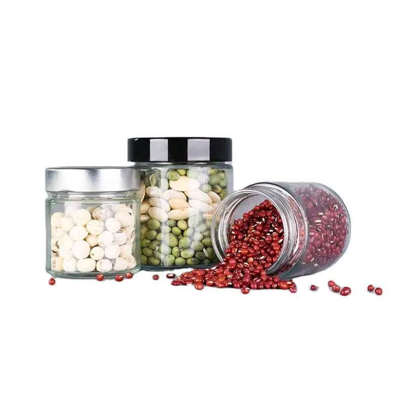 Honey Spice Pudding Jar Peanut Butter Wide Mouth 180ml 240ml 280ml clear Airtight clear Glass Food Storage Jar With Metal Lid