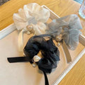 2024 New Fashion Women's Summer Hair Accessories Sweet Cute Bow Pearl Hair Scrunchies Cloth Hair Ties for Girls