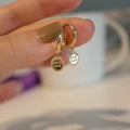 14K Gold Plated Pure 925 Sterling Silver Simple Disc Good Luck Hoop Stud Earrings for Women Girls Jewelry