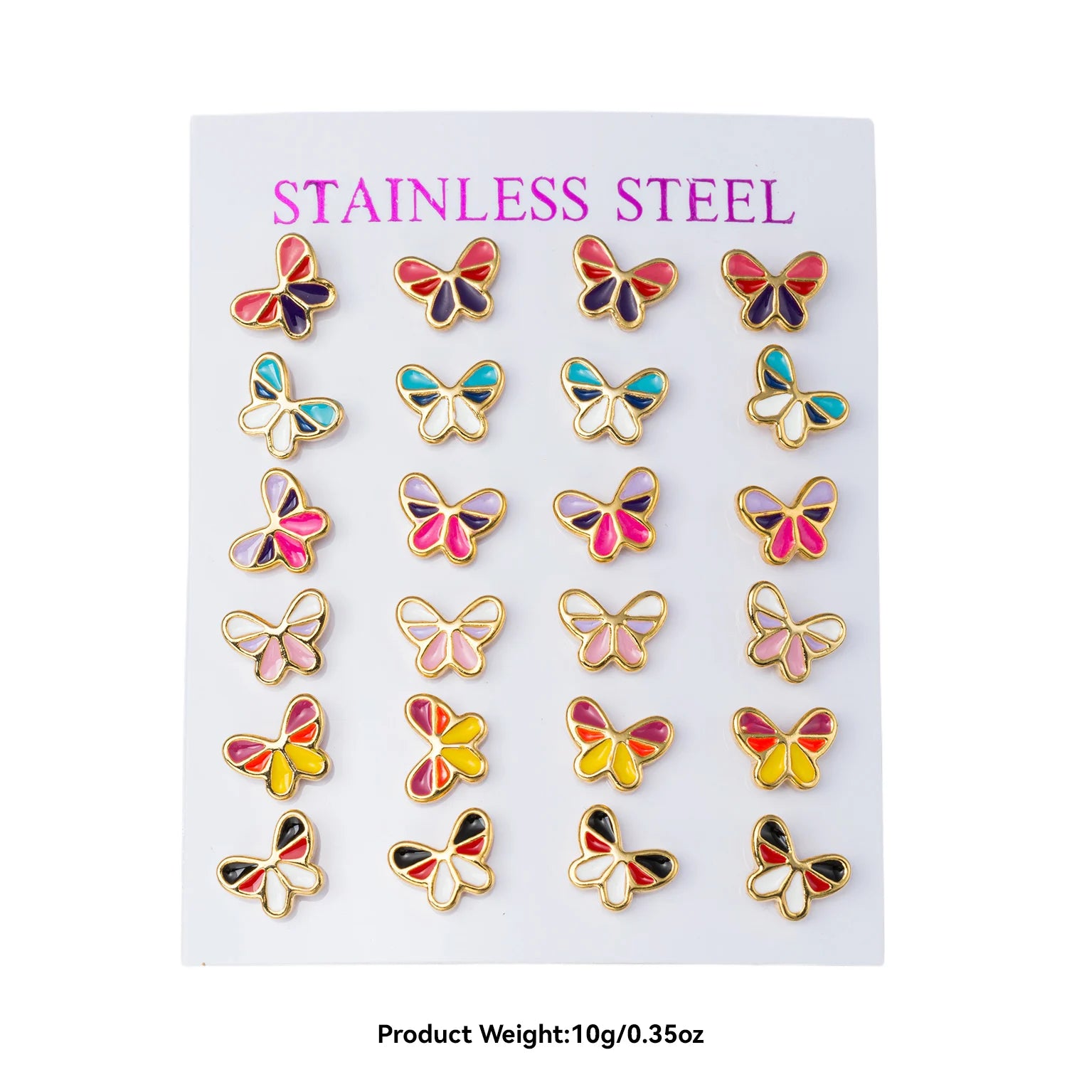 12 Pairs Stainless Steel Cartoon Earrings for Girls Hypoallergenic Colorful Stud Earing Set Heart Cross Star Earring for Teens