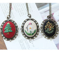 Embroidery Kits for Beginners Mini Cross Stitch Kits Embroidered Pendants Floral Embroidery Necklace