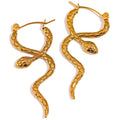 JINYOU 1869 Stylish Unique Stainless Steel Snake Unusual Hoop Earrings Statement Pvd Gold Color Texture Waterproof Charm Jewelry