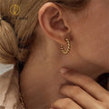 Wholesale New Trendy Earring 18K Gold Plated Chunky Twisted Hoop Earrings Stainless Steel Earrings