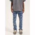 OEM FOG Private Label Blue Fashion Brand Drop Shipping Stock Ripped Patch Jeans Men