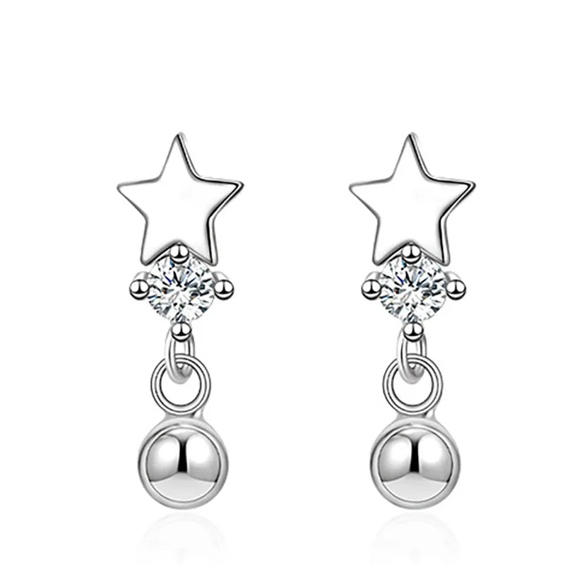Factory Wholesale 925 Silver Star Earrings for Women Fashion Jewelry Silver-Jewelry Pendientes Drop Earrings