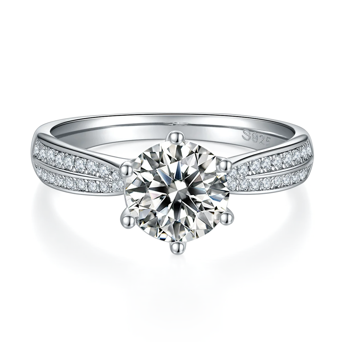 Luster Jewellery 1.5ct Moissanite Diamond Custom Wedding S925 Sterling Silver Ring for Women