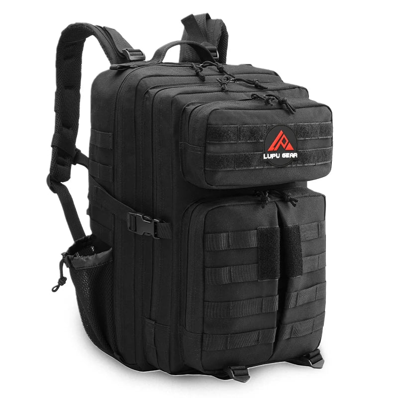 LUPU 45L Oxford Fashion Tactical Camping Backpack Customized Logo OEM/ODM Anti-Fading Polyester Lining Waterproof Zipper Closure