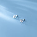 In-Stock 925 Sterling Silver Snowflake Shape Studs Earrings Christmas Cute CZ Zircon Screw Back Earrings Jewelry for Women Girls