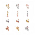 ZUOLA High Quality Fashion Piercing Jewelry 18k Gold Plated Titanium Star Zircon  Nose Labert Body Piercing Jewelry