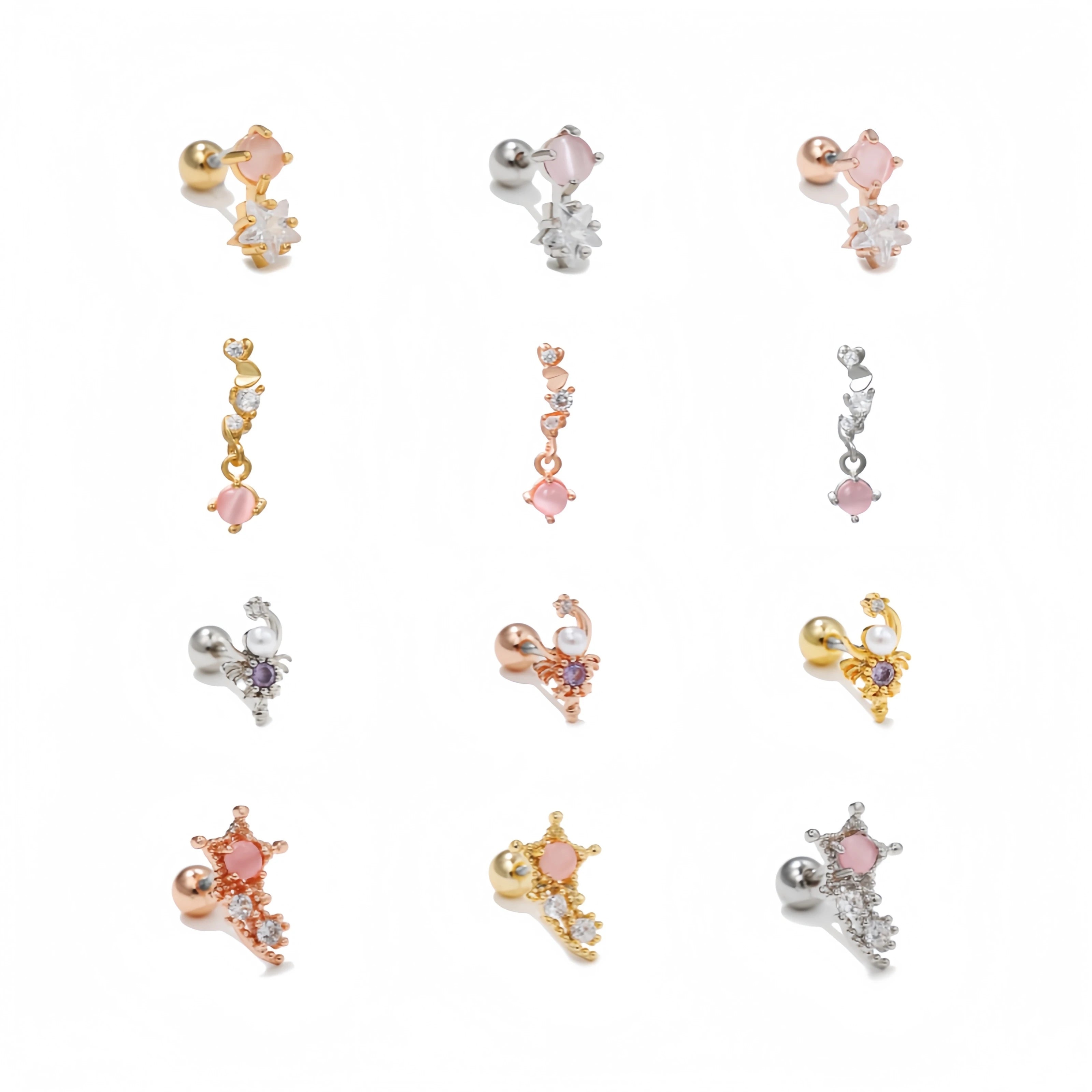 ZUOLA High Quality Fashion Piercing Jewelry 18k Gold Plated Titanium Star Zircon  Nose Labert Body Piercing Jewelry