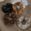 ShanHai Women Girls Vintage Leather Elastic Hair Bands PU Leather Soft Scrunchies Rubber Bands Female Fashion Hair Accessories