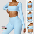 Fitness Ropa Yoga Women Long Sleeves Sports Wear Custom logo Outfit Workout Clothing Scrunch Butt Work Out Clothes Fitness Sets