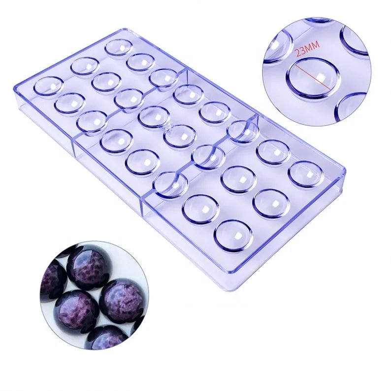 Hemispherical Shape 24 Cavity Fondant Cake Candy Moulds 3D Clear Plastic Chocolate Mold for Baking Tools