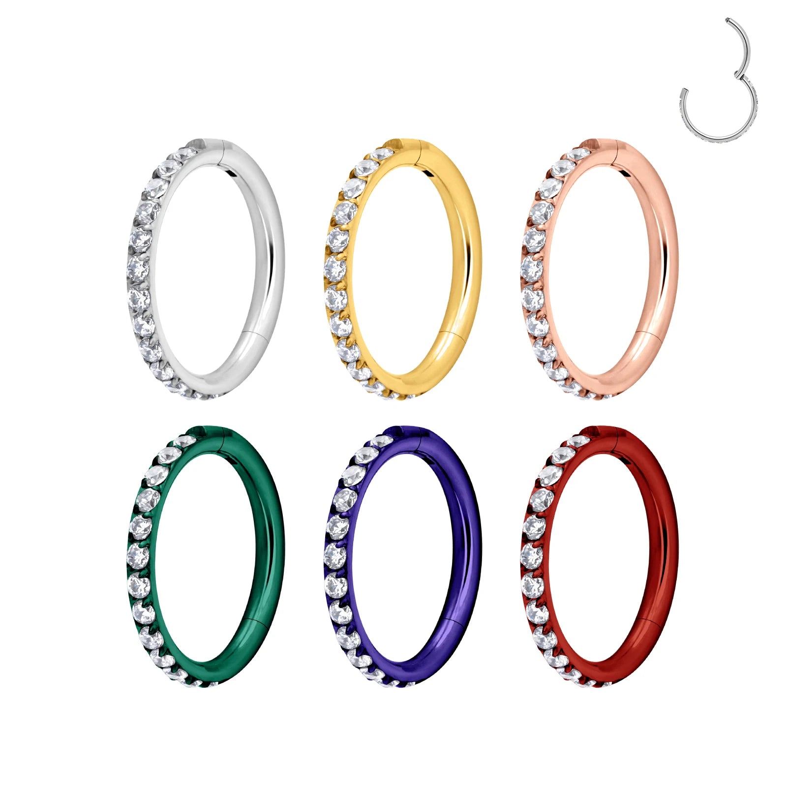 G23 ASTM F136 Titanium Nose Ring Hoop Ear Stud Earrings Zircon Nasal Septum Cartilage Hinge Lip Fashion Body Piercing Jewelry