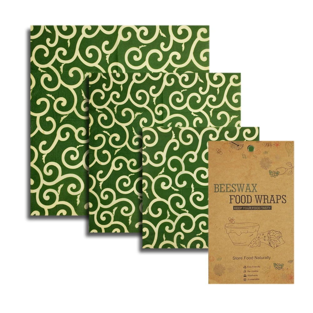 Beeswax Wrap Reusable Food Wrap for Food Storage Sustainable Organic and Eco Friendly Sandwich Bags 1 Large 1 Medium 1 Small