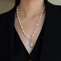 Dainty Jewelry 14K Gold Plated Women Sweater Choker Irregularity Baroque Pearl Necklace
