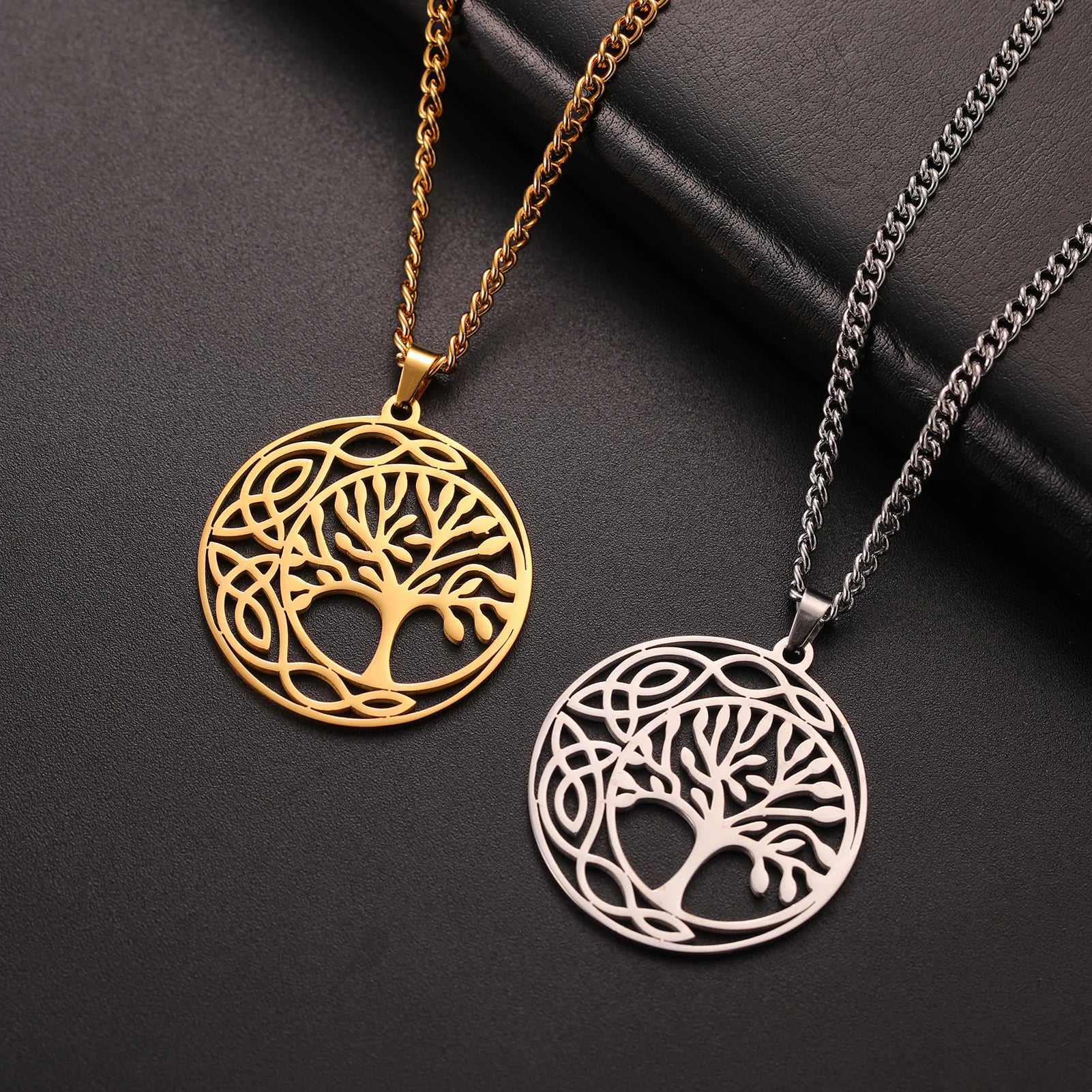 Myshape Tree of Life Necklace Supernatural Amulet Chain Israel Jewish Judaism for Woman Man Stainless Steel Pendant Jewelry