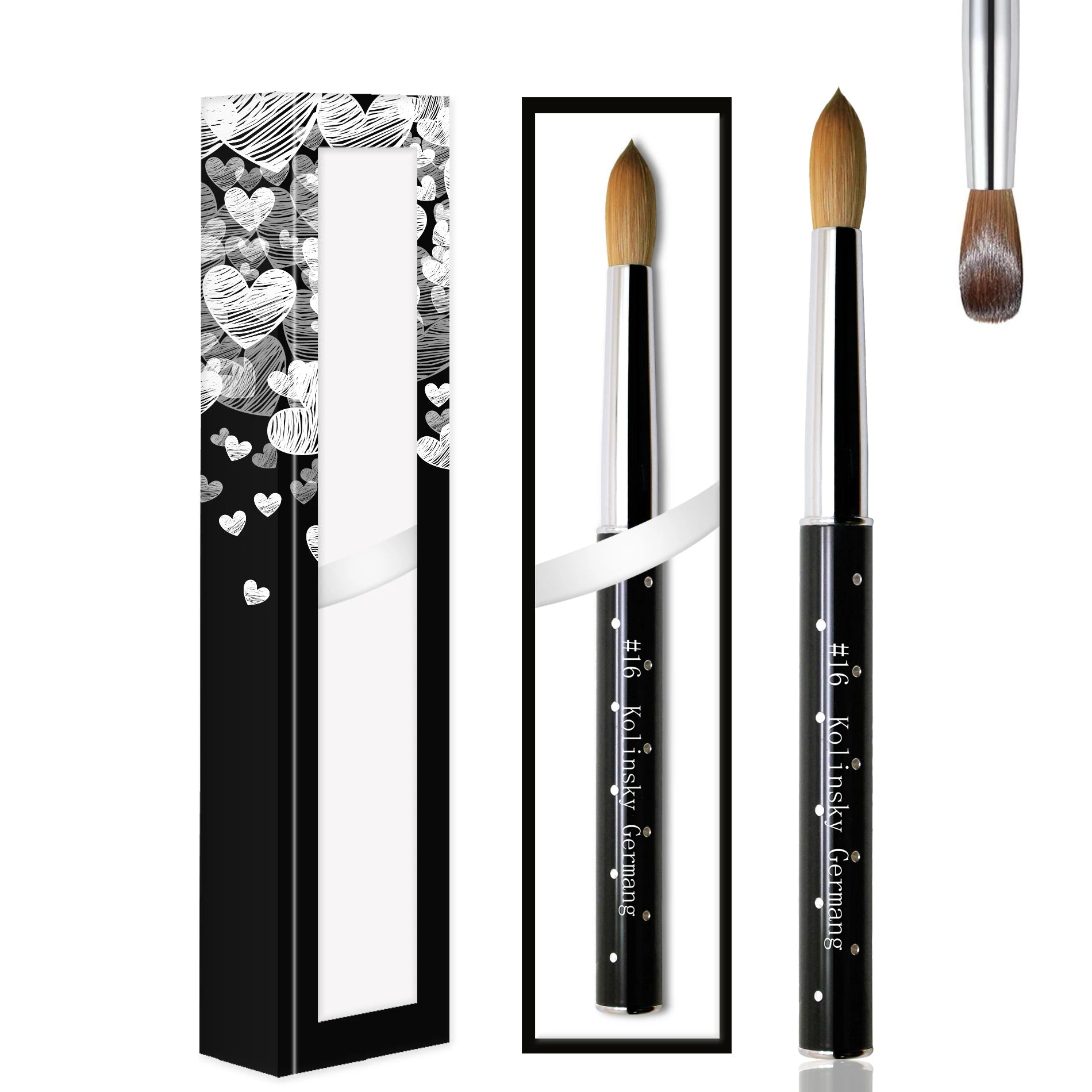 YALIXIN Custom Logo 100% Real Kolinsky Hair Black Star Metal Handle Round Head Acrylic Nail Brush for Acrylic Nails Art