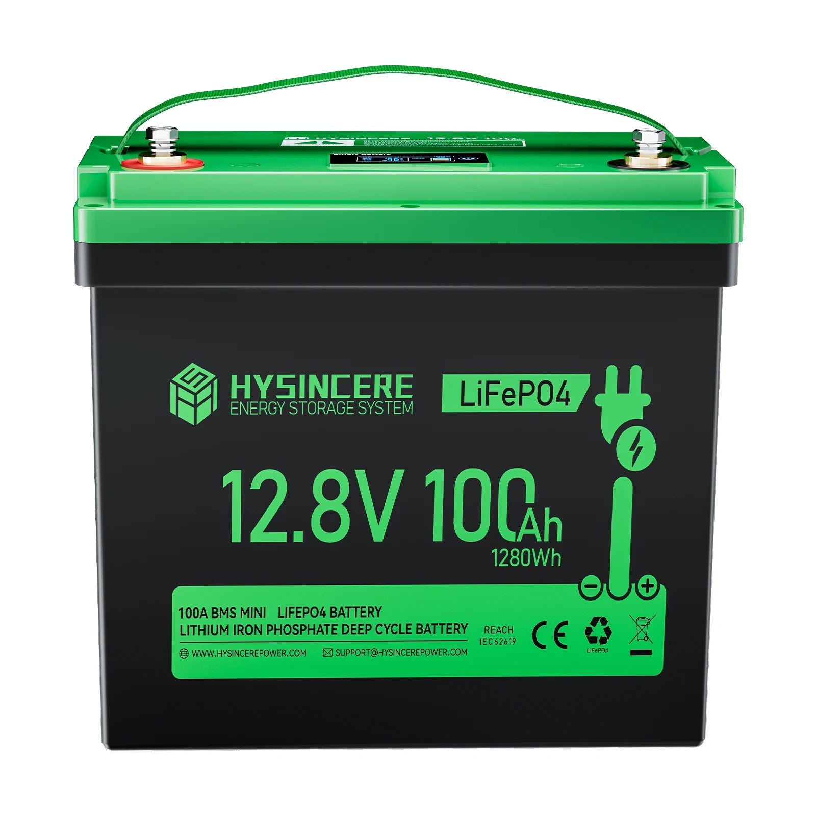 HYSINCERE 12.8V 100Ah Mini Lithium Phosphate Ion Battery with 6000 Cycles Suitable for Ships Camping RVs Etc