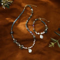 Dainty Baroque Pearl Necklace for Women Natural Aquamarine Stone Clavicle Necklace Irregular India Agate Jewelry Set Party Gift