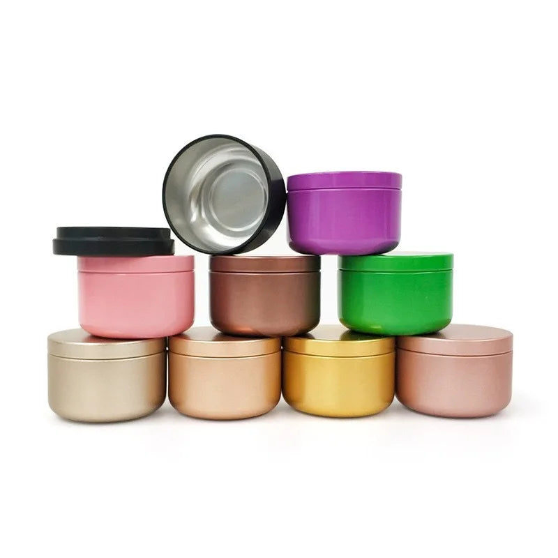 Round Small Decorative Gift Empty Tin Tea Can Jars Candle Tins With Lids Aluminum Metal 50ml 50g 53x37mm Tea Tin