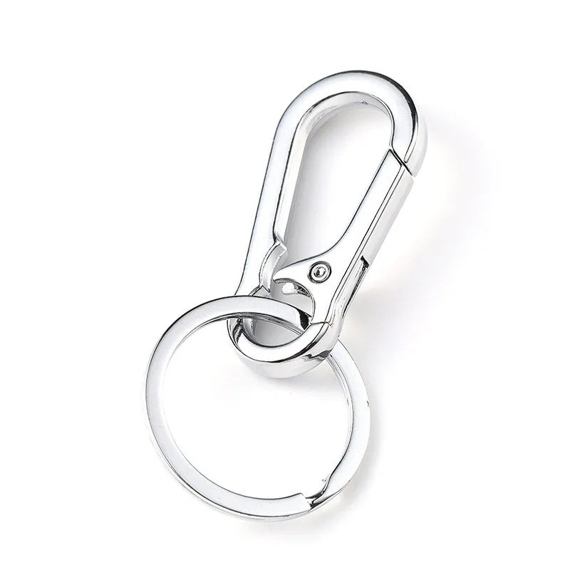 OEM Vintage Custom Engrave Logo Luxury Cowhide Premium Genuine Leather Carabiner Keychain Stylish Fashionable with Engraved Logo