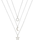 Women's Stainless Steel Sun Moon Star Clavicle Chain Necklace 3 Sets Link Featuring Pearl Diamond Religious Number Shape Pattern