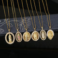 NZ1083 CZ Micro Pave Blessed Mother Virgin Mary Saint Medal Necklace Gold Women Jewelry Medal Pendant Necklace