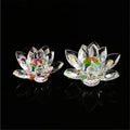 Beautiful Colorful Crystal Lotus Feng Shui Home Car Decor Ornament Craft Collection Xmas Gift