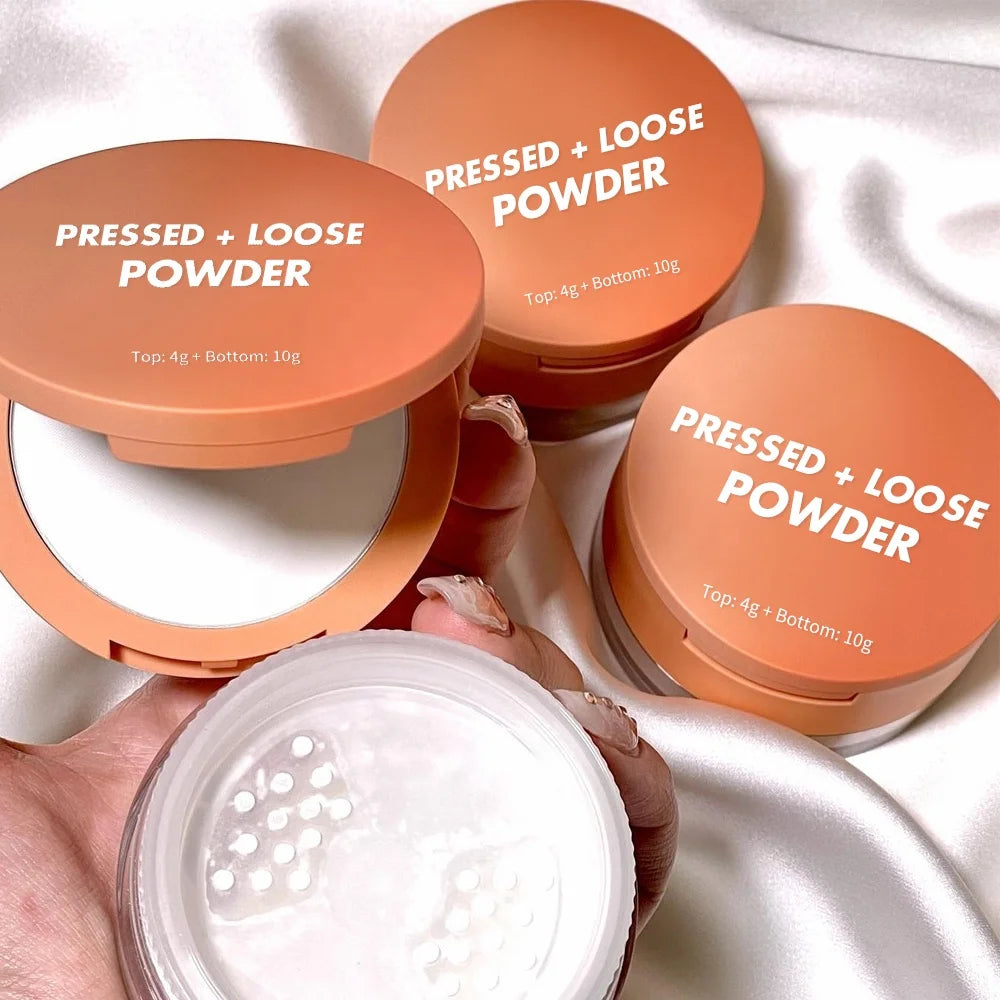 High Quality 2 in 1 Pressed and Loose Makeup Setting Powder Private Label Custom Logo Vegan Matte Oil Control Setting Powder