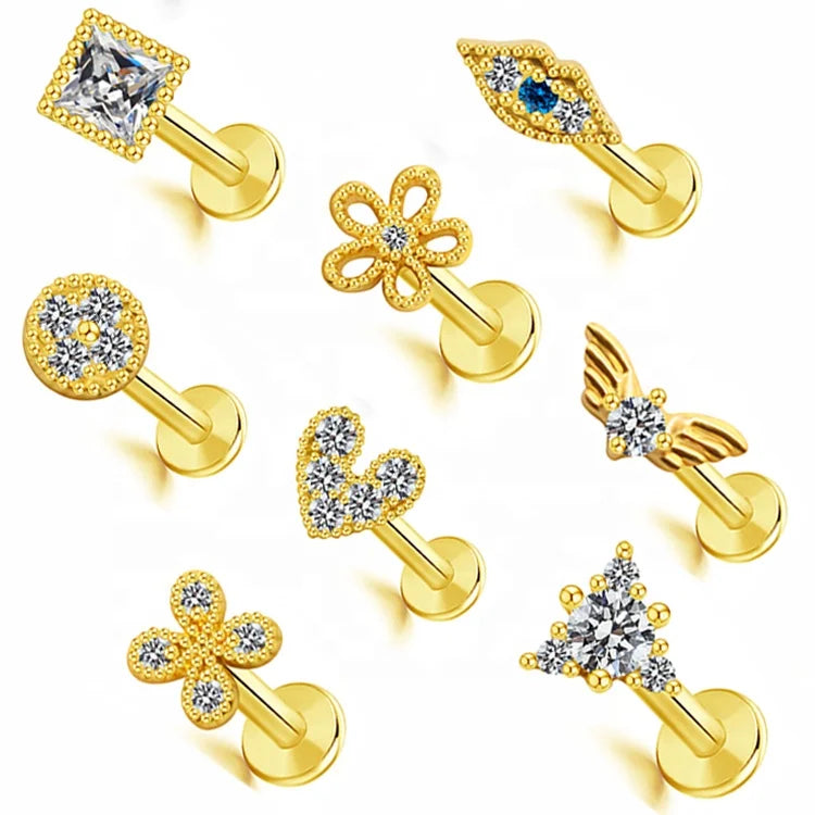 Gaby New Arrive Heart Shape Labret Monroe Lip Ring Tragus Helix Earring Stud Piercing Jewelry Lip Ring Piercing