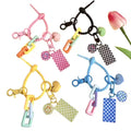 New Cute Smiling Face Acrylic Checkered DIY Light Keychain Plastic Schoolbag Pendant Keychain Charms for Key Bag