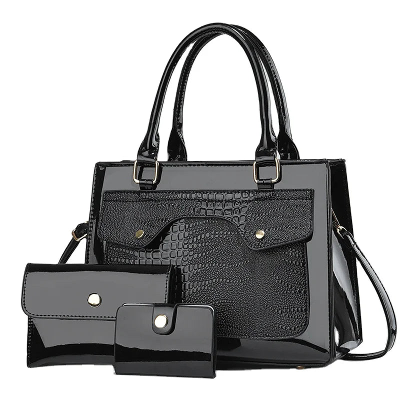 Large Capacity 2024 New Three Piece Set Versatile and Simple Middle Aged Mom Handbags Ladies Bags