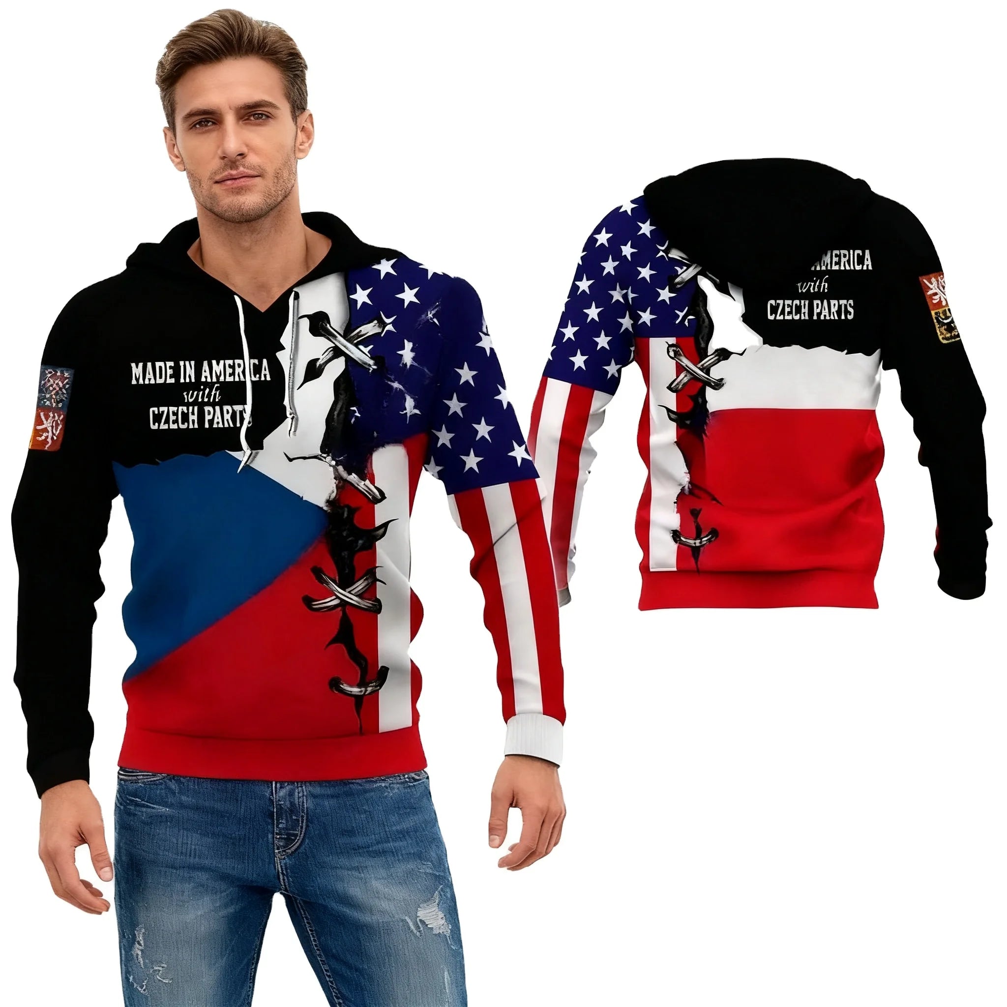 Fitspi Czech 3D Printed Hoodie Custom Fashion Pullover Sweatshirt Wholesale