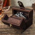 Top Layer Cowhide Waterproof Fallproof Square Portable Watch Box Vintage Crazy Horse Leather Watch Storage Box Gift Box