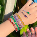 Stunning Rectangle Pink Cubic Zirconia Tennis Bracelets for Women Luxury CZ Wedding Party Bridal Jewelry Gift