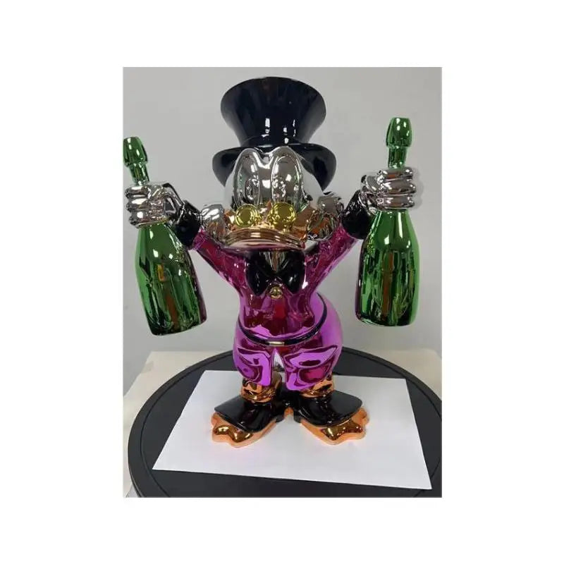 Custom Art Sculpture Ready to Ship Lovely Cartoon Duck Decorative Electroplating Resin Duck Statue Fiberglass Duck Sculpture