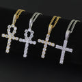 SC Hot Sell Popular Hip Hop Religon Style Jewelry Gold Plated Necklace Shiny Diamond Zircon Dainty Cross Pendant Necklace