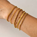 High End Gold Plated Stainless Steel Zircon Snake Rope Paper Clip Figaro Chain 6 Pcs/set Bracelet for Women Wholesale Jewelry