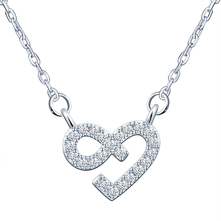 CZ 925 Sterling Silver Necklaces Heart Necklace for Women Lady