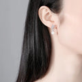 SLBRIDAL Pave Setting Fashion CZ Crystal Bridal Earring Cubic Zircon Earrings Wedding Dangle Pearls Women Girls Earring