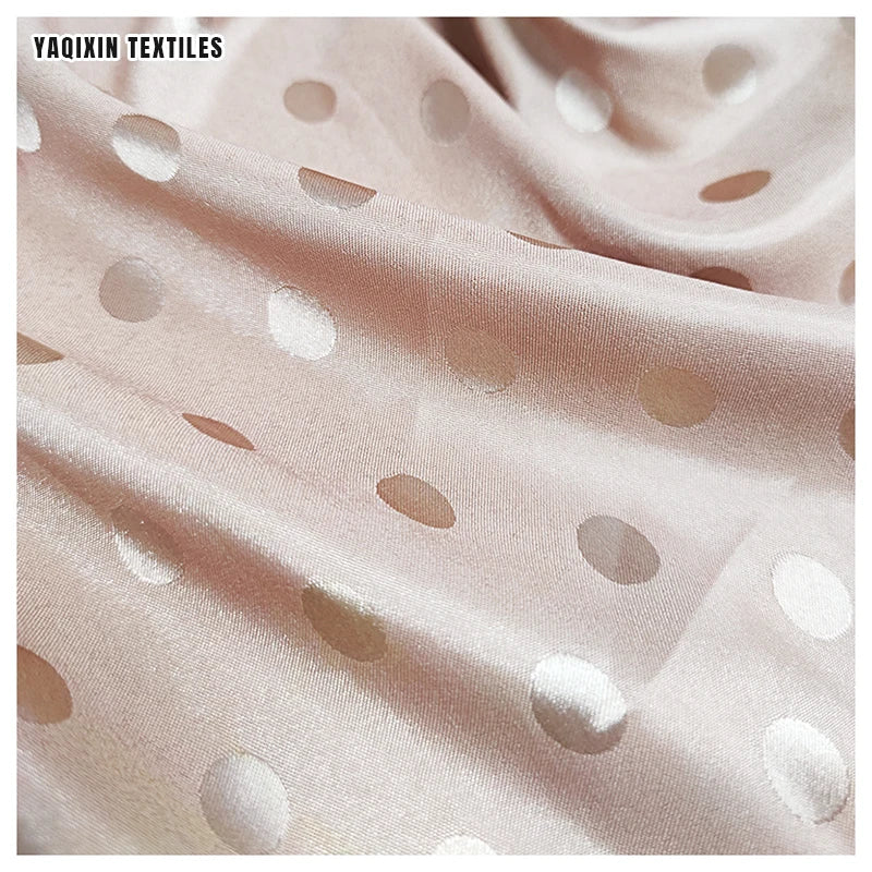 DMF002 Chinese Manufacturer Wholesale Price Polka Dot Jacquard Satin Fabric by the Yard