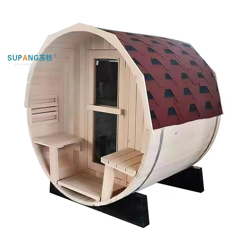 Wholesale Canadian Hemlock Electric Solid Wood Traditional Steam Sauna Room Barrel Outdoor European Design Computer Control