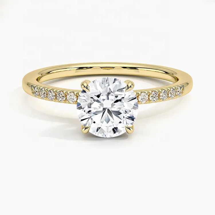 1ct F VS1 18k Yellow Gold Lab Grown Diamond Wedding Ring Jewelry HPHT Rough CVD Diamond Ring
