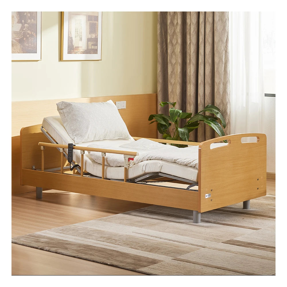 Ecofit 100-1 Electric Nursing Bed Backrest Footrest Wooden Hospital Bed Elderly Home Care 5 Year Warranty 900x2000mm