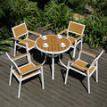Plastic Armchair Popular Restaurant Terrace Furniture Plastic Wood Chair and Table Modern Garden Chair Aluminium Alloy MegaBDM