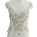 WDP-216 Keering Light Nude Mesh Pearl Silver Stone Patch Bead Bodice Dress Applique