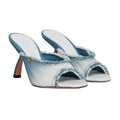 Denim Large Size Women's Bridal Shoes Winter Mule Strange Style Super High Heels Customized Color Vegan Leather 2024