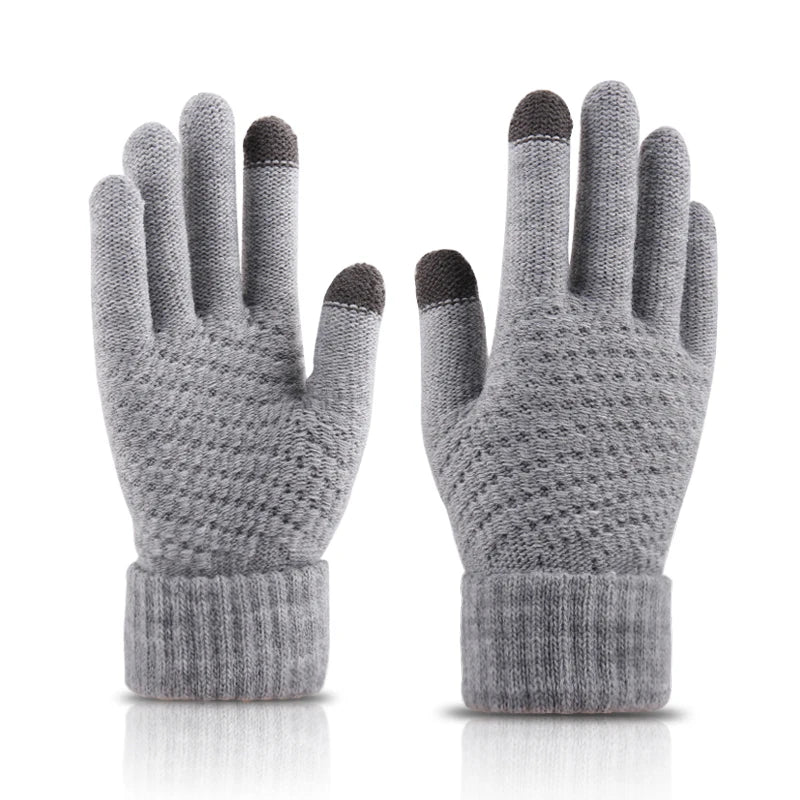 Cashmere Knitted Women Autumn Winter Warm Thick Gloves Touch Screen Skiing Gloves Women's Cashmere Knitted Winter Gloves